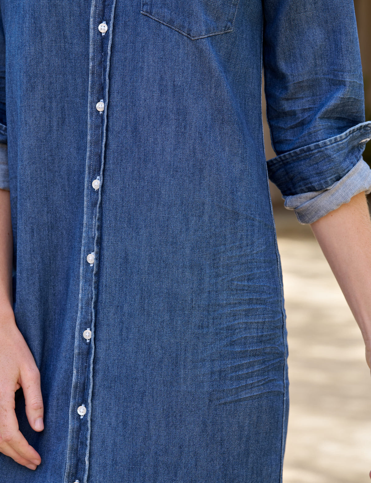 Frank & Eileen Rory Maxi Shirtdress Distressed Indigo